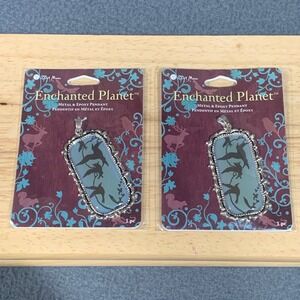 Blue Moon Beads Enchanted Planet Metal Epoxy Bird In Flight Pendant Set of 2 NEW